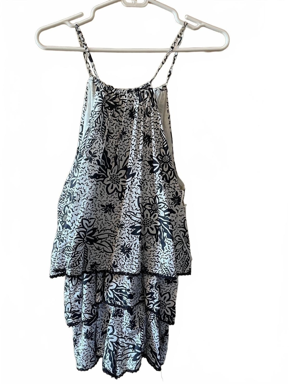 Urban Outfitters Black and White Floral Cotton Sleeveless Romper M
